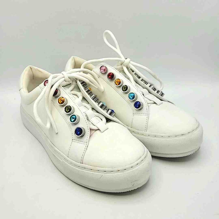 KURT GEIGER White Rainbow Synthetic Leather Crystal Sneaker Shoes