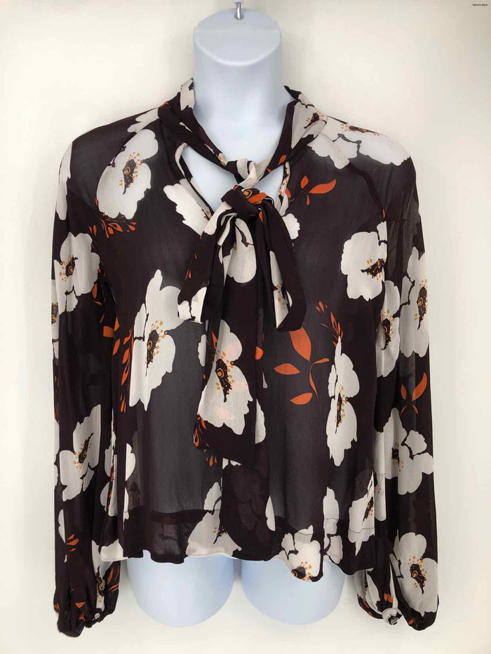BY TI MO Eggplant White Multi Floral Longsleeve Size SMALL (S) Top