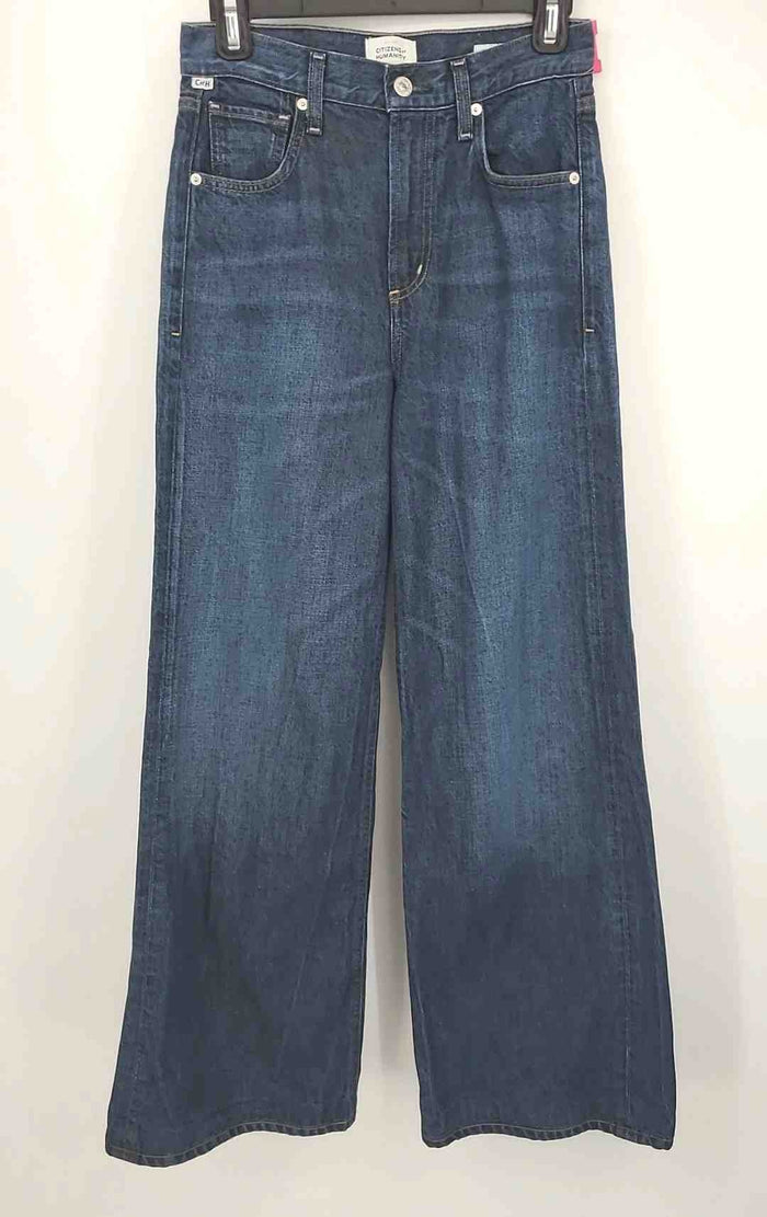CITIZENS OF HUMANITY Blue Denim Made in Italy High Rise Wide Leg Jeans