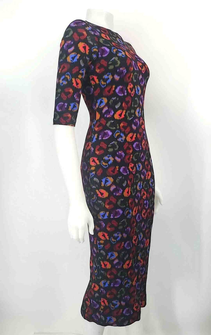 FARM RIO Black Purple Multi Animal Print Half Sleeve Size X-SMALL Dres –  ReturnStyle
