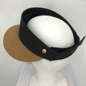 ERIC JAVITZ Tan Black Woven Visor Hat