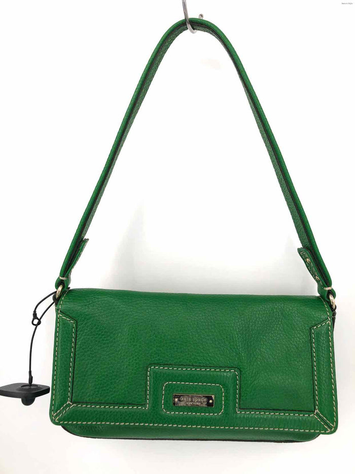 KATE SPADE Green Leather Pre Loved Shoulder Bag Purse