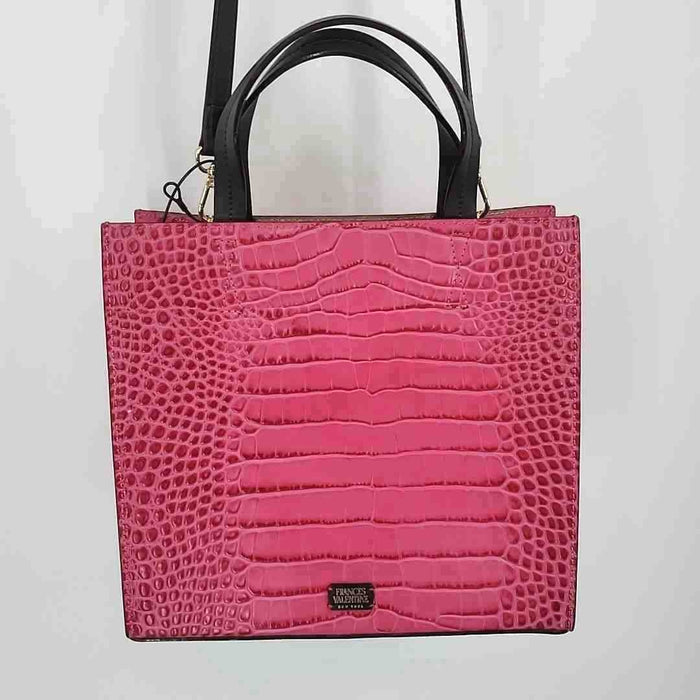 FRANCES VALENTINE Pink Brown Embossed leather Pre Loved Tote Purse