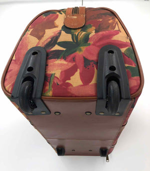 PATRICIA NASH Tan Red Multi Pre Loved Floral Design Wheel Duffle Purse