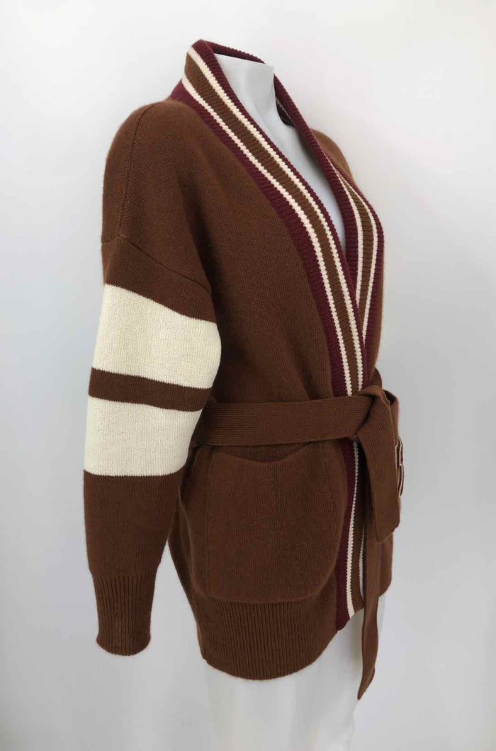 GOLDEN GOOSE Brown White Wool lining Made in Italy Cardigan Jacket