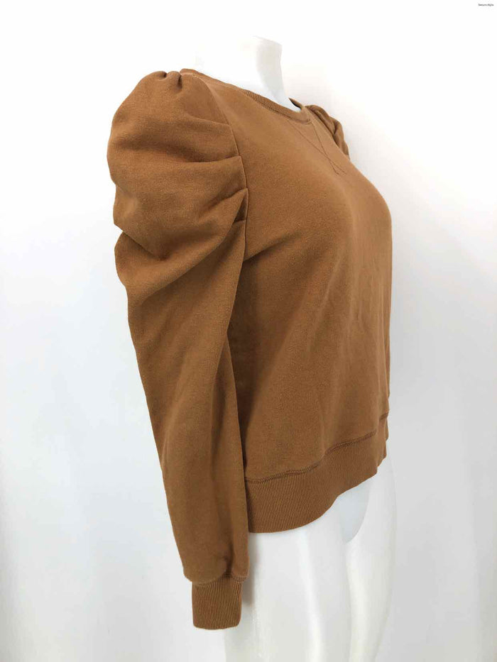 REBECCA MINKOFF Tan Cotton Blend Puff Sleeves Longsleeve Size SMALL (S) Top