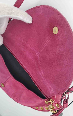 SEE BY CHLOE Fuchsia Gold Leather Grommets Crossbody Purse