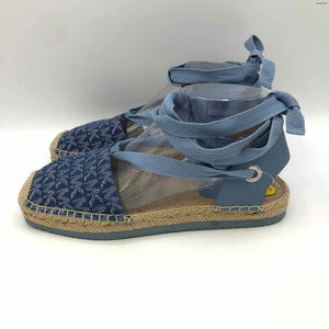 MICHAEL KORS Lt Blue Tan Leather & Canvas Espadrille Sandal Shoe Size 7 Shoes