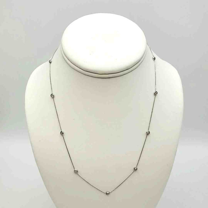 14k White Gold Station Necklace 14k-Necklace
