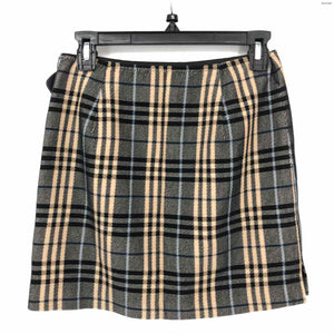 BURBERRY Black Beige Multi Cotton Blend Plaid Mini Size 36 Skirt