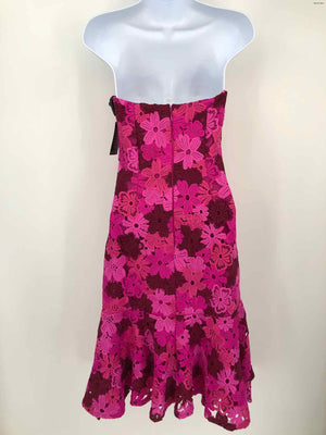ALEXIA ADMOR Pink Crochet Floral Strapless Size 6  (S) Dress