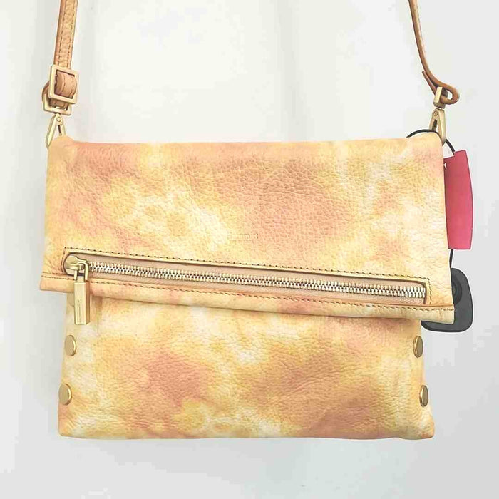 HAMMITT Yellow Peach Pebbled Leather Pre Loved Dyed Print Crossbody Purse