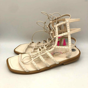 STUART WEITZMAN Cream Silver Leather Gladiator Studded Sandal Shoes