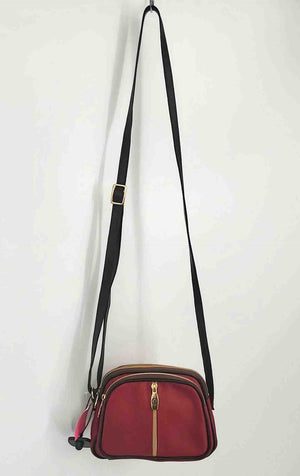 VALENTINA Red Berry Pebbled Leather Crossbody Purse