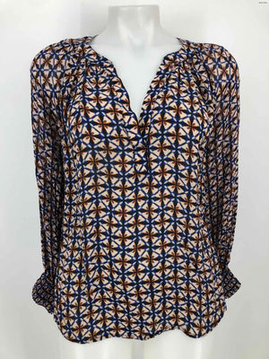 VELVET by GRAHAM & SPENCER Blue, Black Beige Print Longsleeve Top