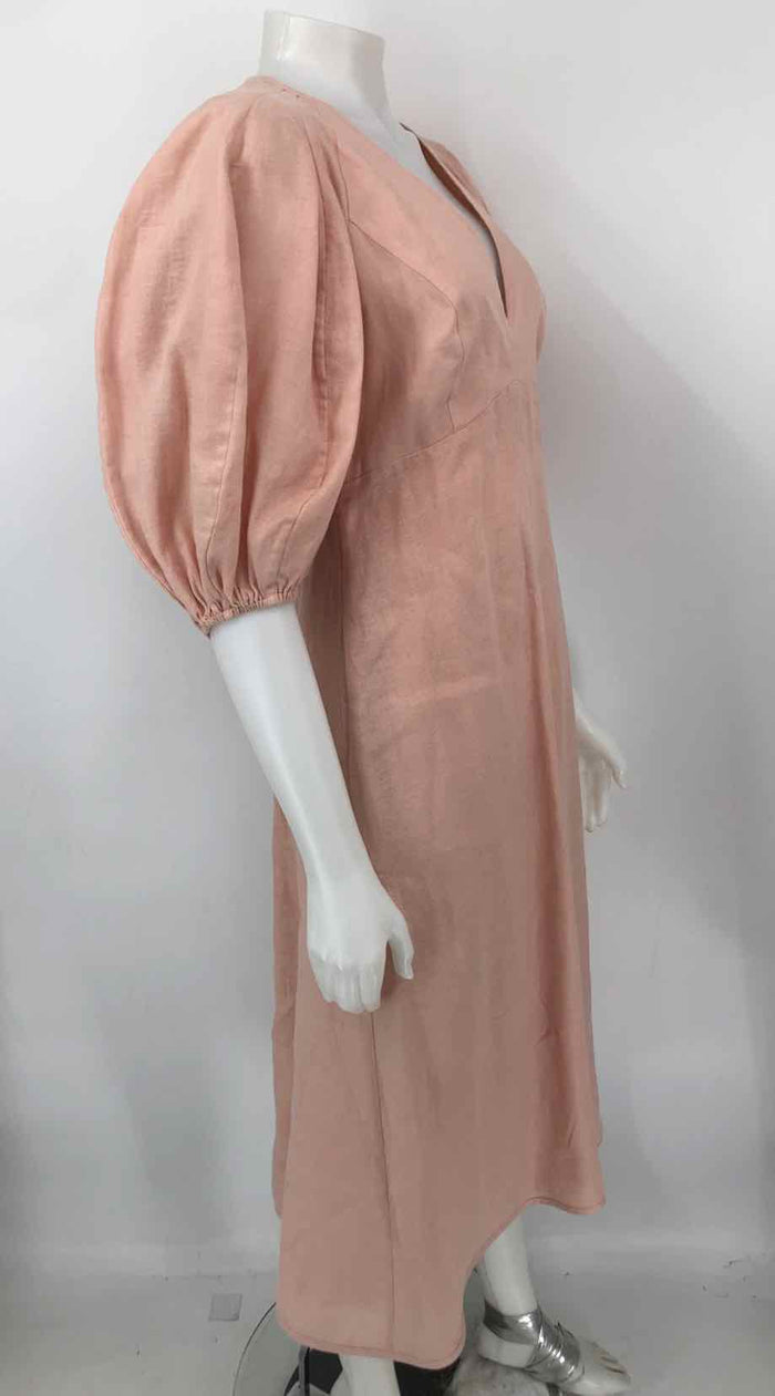 ZIMMERMANN Pink Linen Puff Sleeves w/tie Size 2  (XS) Dress