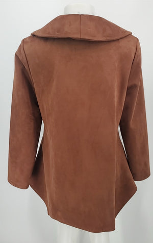 JOSEPH RIBKOFF Brown Faux Suede Zip Up Jacket