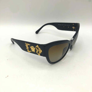 VERSACE Black Goldtone Pre Loved Cat Eye Sunglasses w/case