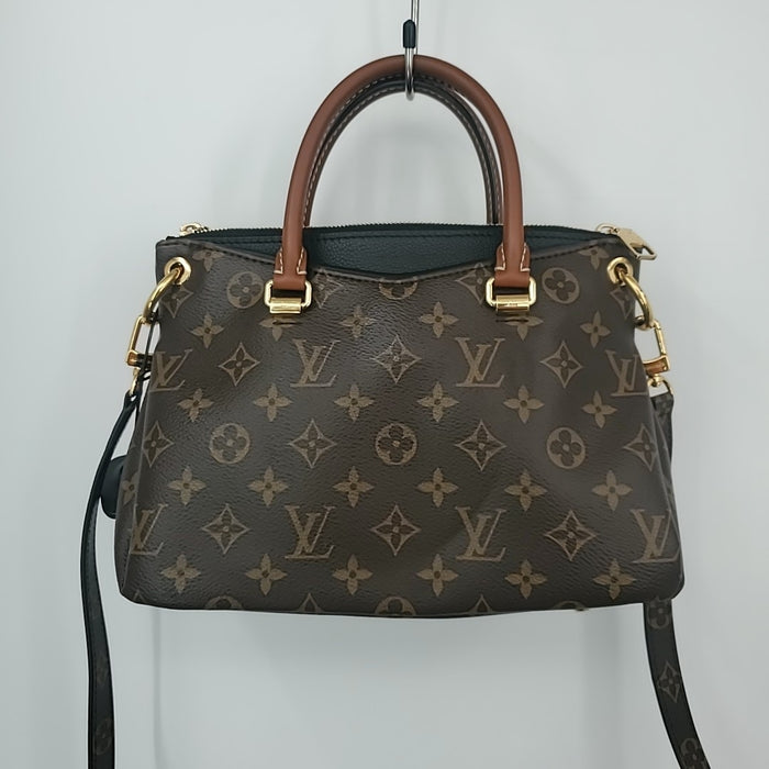 LOUIS VUITTON Brown Black Goldtone Leather Pre Loved Monogram Satchel Purse