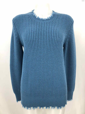 MICHAEL KORS Blue Knit Frayed trim Longsleeve Size MEDIUM (M) Sweater