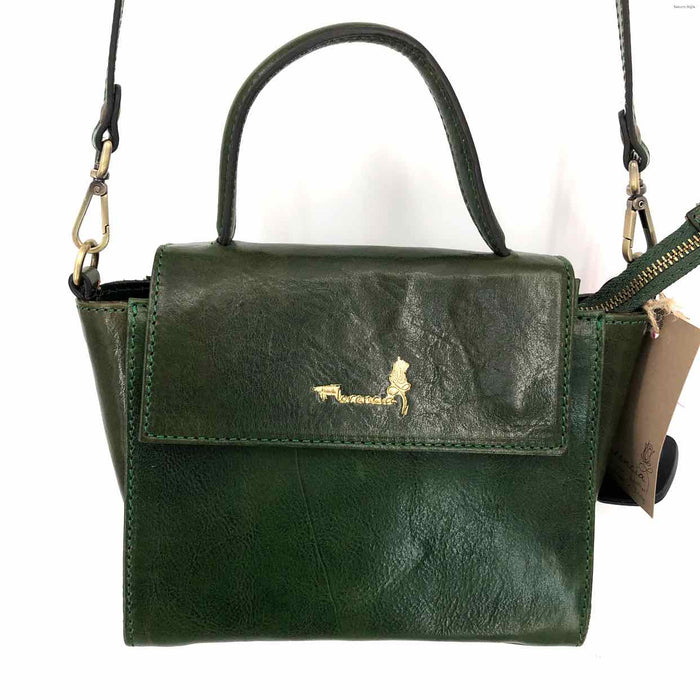 FLORENCIA Green Leather Pre Loved Satchel Purse