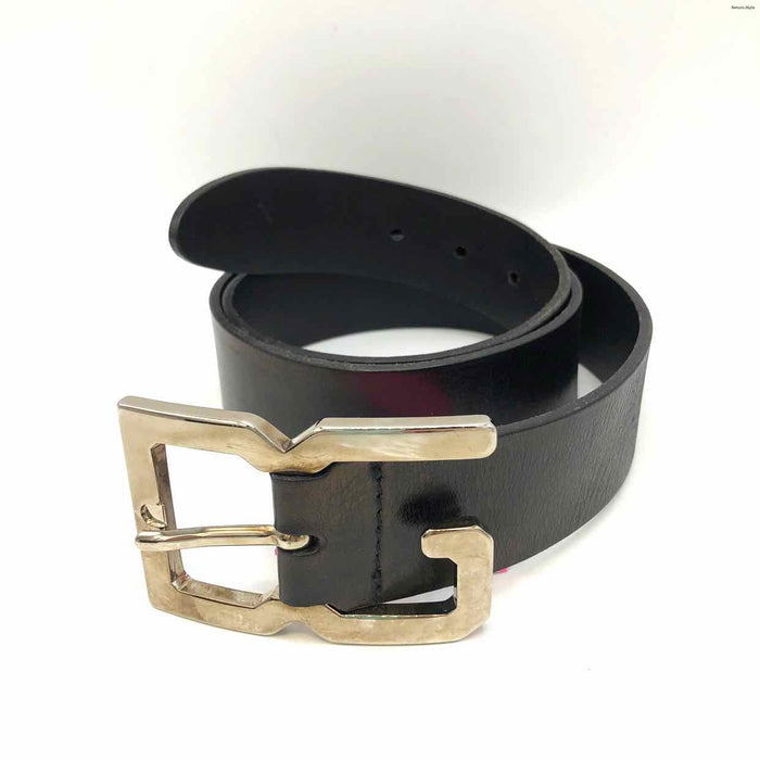 DOLCE & GABBANA Black Gunmetal Leather Buckle 38" 1.5" Belt