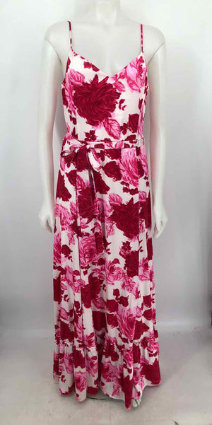 BETSEY JOHNSON Pink White Floral Print Maxi Length Size 12  (L) Dress