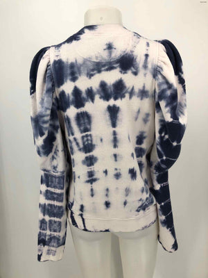 ULLA JOHNSON Navy White Tie Dyed Sweatshirt Size LARGE  (L) Top