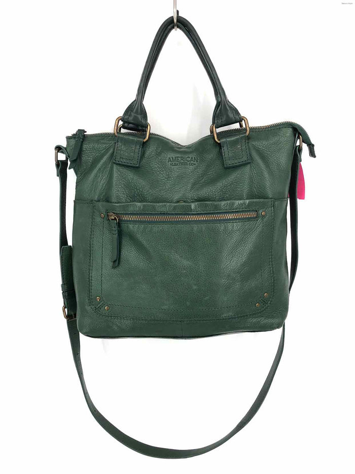 AMERICAN LEATHER CO. Forest Green Leather Pre Loved Distressed Crossbody Purse