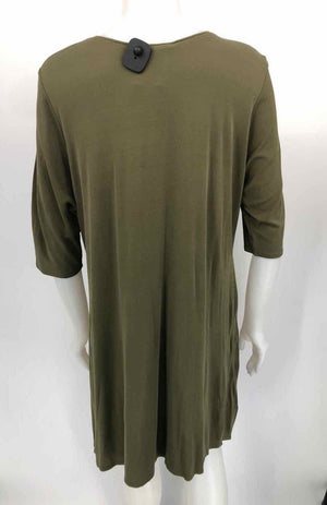 EILEEN FISHER Olive Silk Short Sleeves Tunic Size X-LARGE Dress