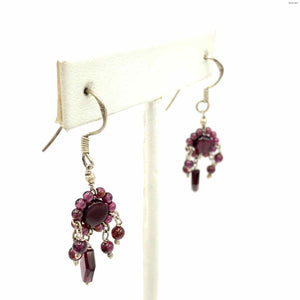 Sterling Silver Garnet Dangle ss Earrings