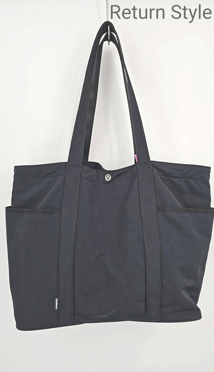 LULULEMON Navy Black Nylon Pre Loved Tote Purse