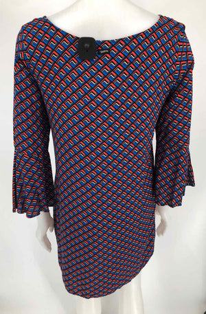 TOTEM Blue Red Print 3/4 Sleeve Size X-SMALL Dress