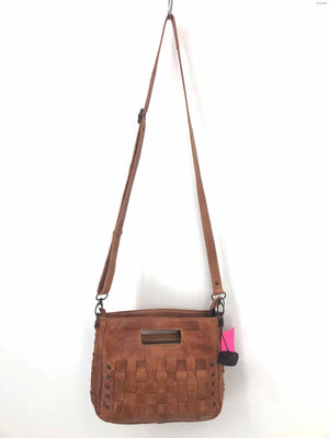 BED STU Caramel Brown Leather Woven Crossbody Purse