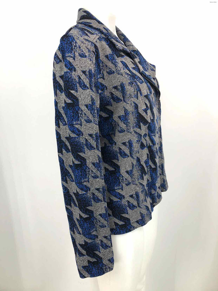 JOSEPH RIBKOFF Blue Gray Houndstooth Side Zipper Women Size 10  (M) Jacket