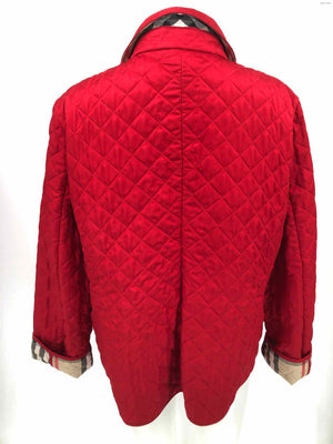 BURBERRY Red Tan Quilted Zip Front Women Size LARGE  (L) Jacket
