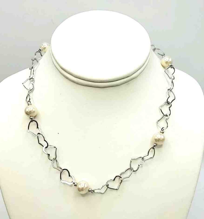 Sterling Silver "Pearl" Heart ss Necklace