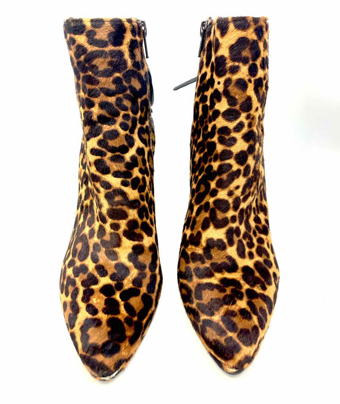 STUART WEITZMAN Brown Black Calf Hair Heels Animal Print Bootie Shoes