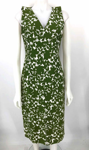 MICHAEL KORS Green White Italian Made Floral Sleeveless Size 8  (M) Dress