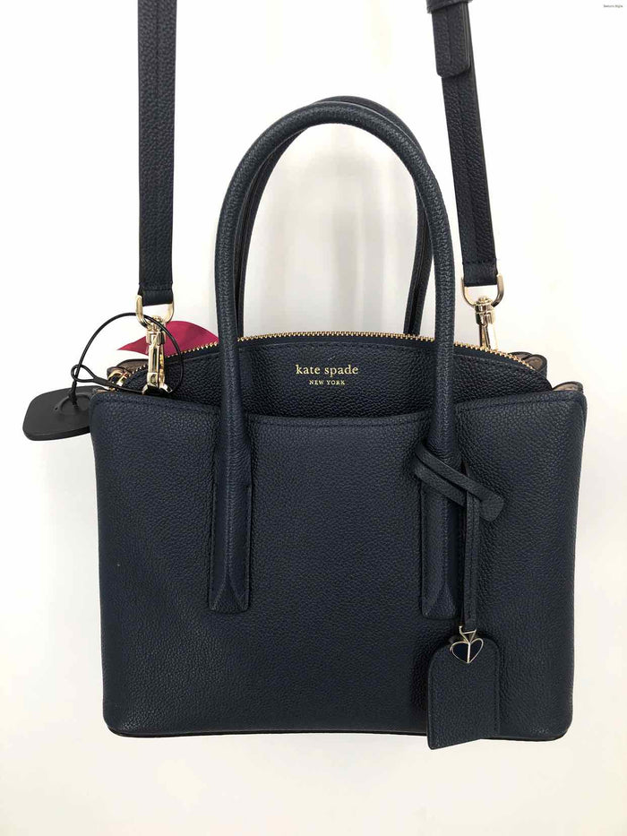 KATE SPADE Navy Pebbled Leather Satchel w/Crossbody Strap Purse
