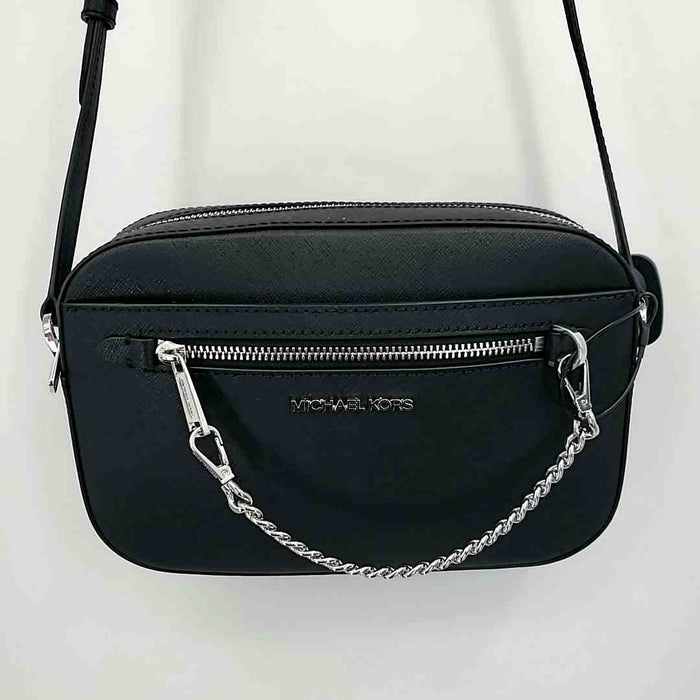 MICHAEL KORS Black Silver Coated Canvas Crossbody 9.5" 2.25" 6.5 in Purse