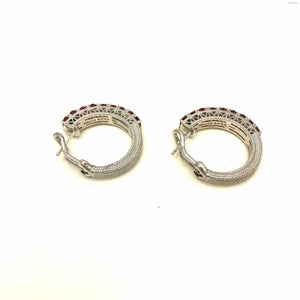 JUDITH RIPKA Silver Pink Sterling Silver ss Hoops