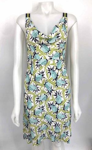 TOMMY BAHAMA White & Green Blue Pineapple Size Petite (S) Dress