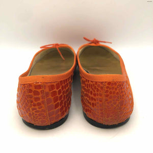 LONDON SOLE Orange Reptile Print Flats Shoe Size 37.5 US: 7 Shoes