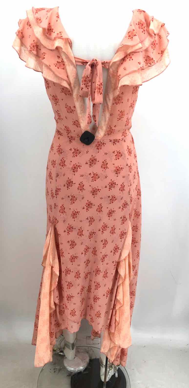 FREE PEOPLE Pink Red Floral Ruffle Trim Size LARGE (L) Dress – ReturnStyle