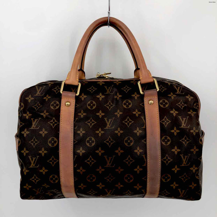 LOUIS VUITTON Brown Tan Monogram Pre Loved AS IS Monogram Duffle 16" 8" Purse