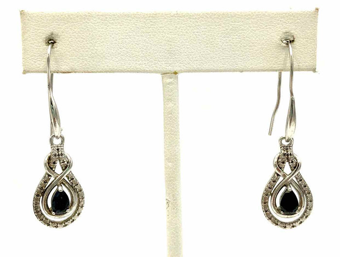 Black Sterling Silver teardrop ss Earrings