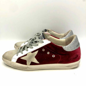 GOLDEN GOOSE Gray Burgundy Velvet Sparkle Trim Sneaker Shoe Size 8-1/2 Shoes