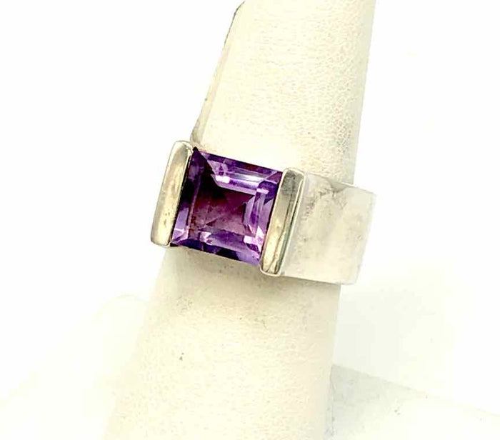 Purple Sterling Silver SZ 7 Ring SS