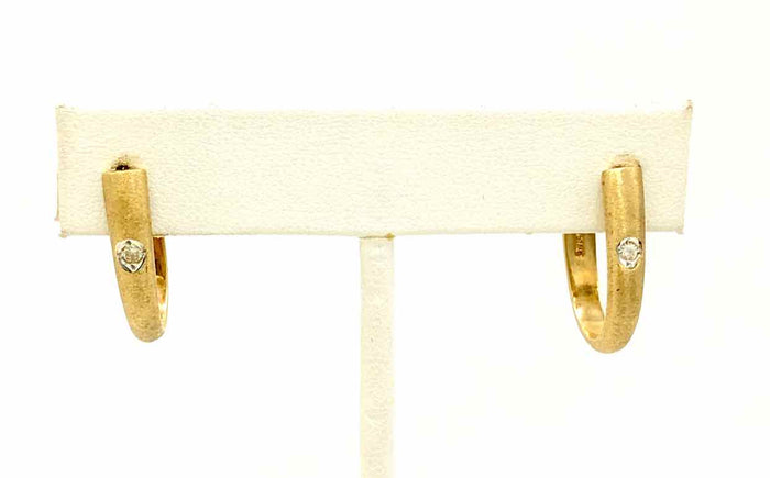 14K Gold Diamond Half Hoop 14k-Earring